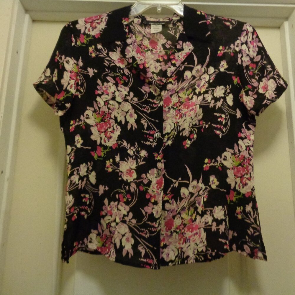CHERRY BLOSSOMS JONES NEW YORK LOVELY SILK BLOUSE 10